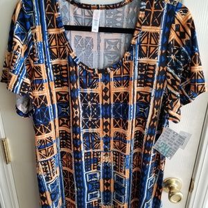 2XL blue/orange geometric Classic T Lularoe NWT